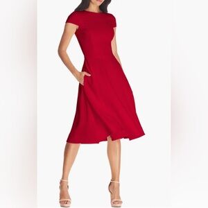 NWT Dress The Population Livia Fit & Flare Midi Dress Garnet Red Women's M